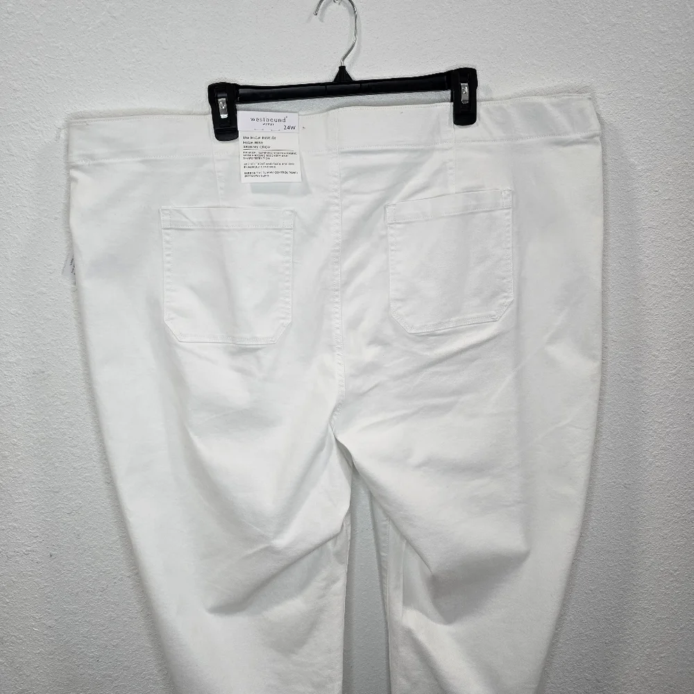 Westbound Womens  High Rise Skinni White Summer Cropped Pants  Size 24W - Picture 12 of 16
